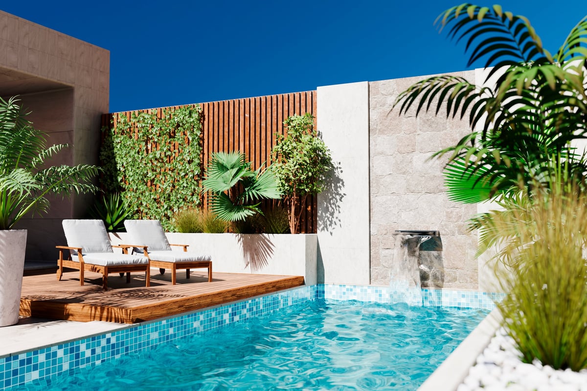Modern luxury pool with crystal clear water